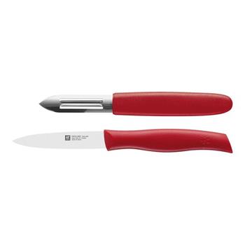 Twin Grip Kniv & Skalare Set, Röd